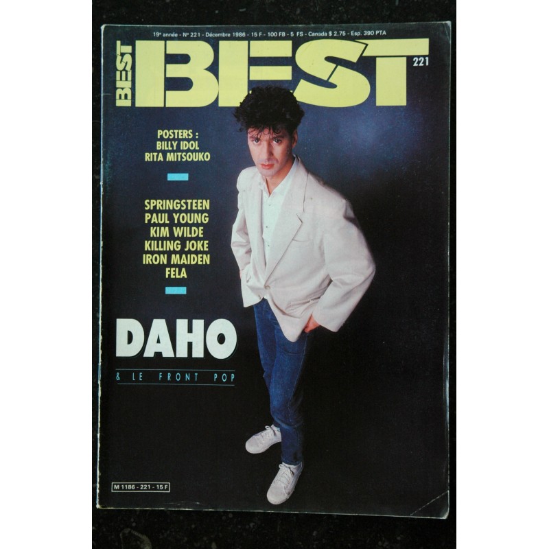 BEST 221 DECEMBRE 1986 COVER ETIENNE DAHO KIM WILDE SPRINGSTEEN IRON MAIDEN FELA POSTERS BILLY IDOL RITA MITSOUKO