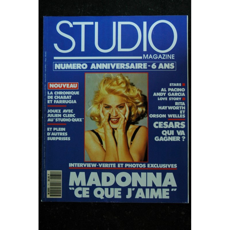 STUDIO 71 1993 COVER MADONNA INTERVIEW PHOTOS 8 PAGES BODY 1993 MADOONA CE QUE J'AIME NUMERO COLLECTOR 6 ANS