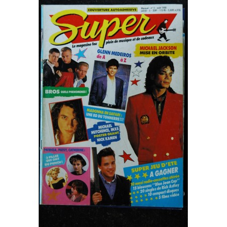 SUPER N° 5 AOUT 1988 COVER MICHAEL JACKSON BROS MADONNA PRINCE + POSTER GEANT MICHAEL HUTCHENCE INXS