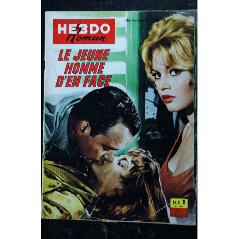 HEBDO Roman n° 36  *  octobre 1960  *   Le jeune homme d'en face   COVER BRIGITTE BARDOT + 50 pages