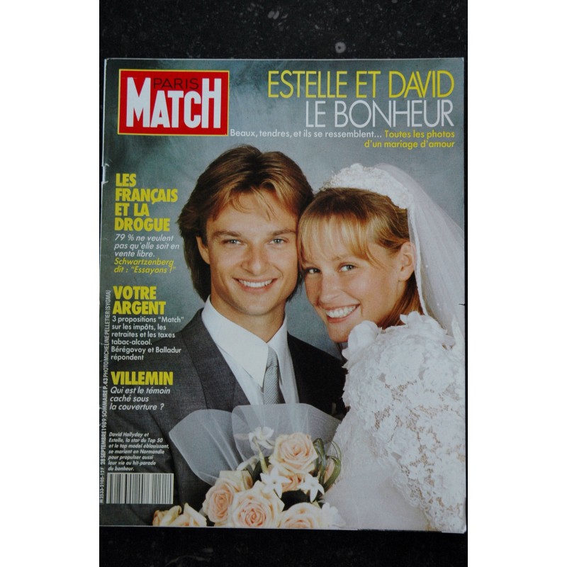 PARIS MATCH N° 2105 1989 COUVERTURE ESTELLE ET DAVID HALLYDAY LES PHOTOS DU MARIAGE