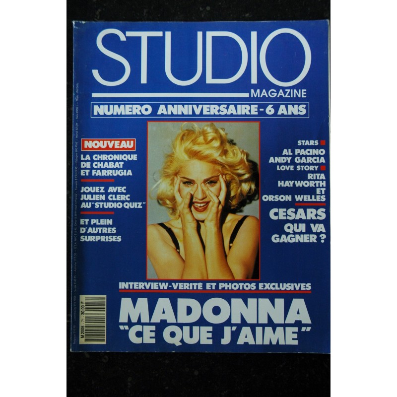 STUDIO 71 1993 COVER MADONNA INTERVIEW PHOTOS 8 PAGES BODY 1993 MADOONA CE QUE J'AIME INTERVIEW VERITE NUMERO COLLECTOR 6 ANS