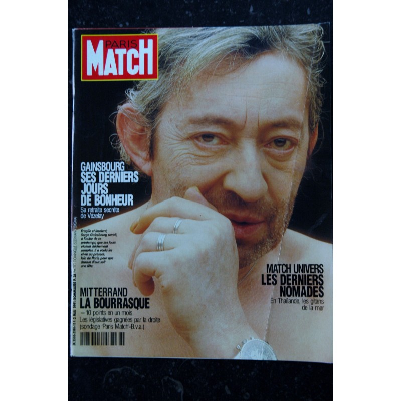 PARIS MATCH N° 2188 MAI 1991 SERGE GAINSBOURG ORNELLA MUTI RICHARD BERRY ANGLADE