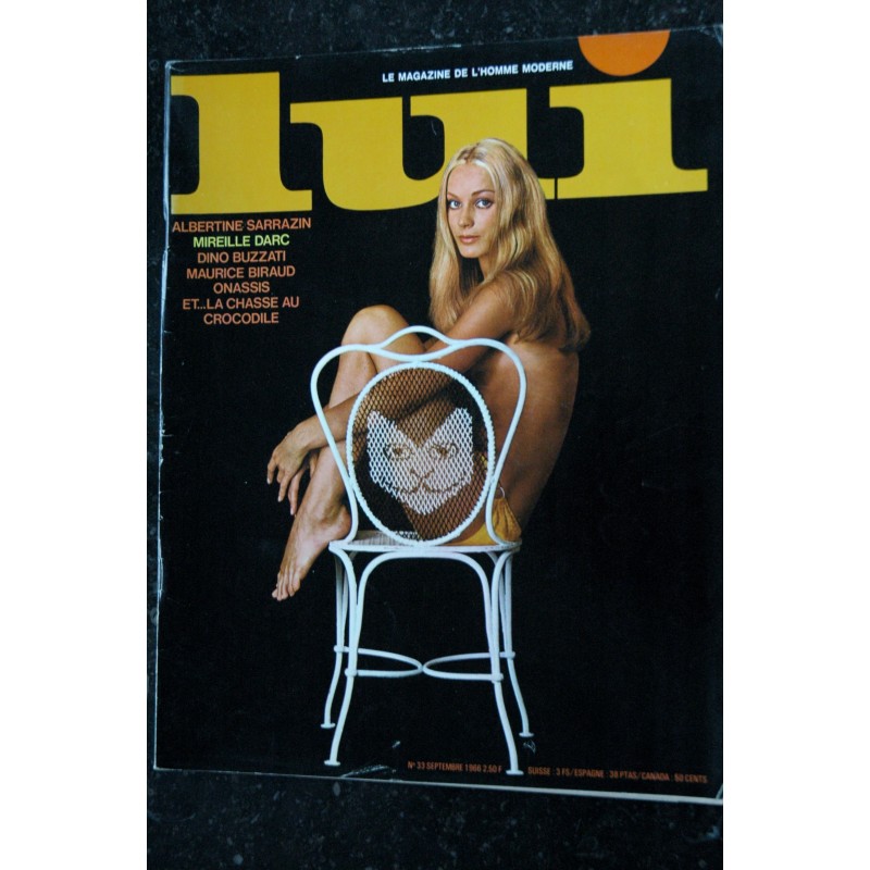 LUI 033 SEPTEMBRE 1966 INTERVIEW MIREILLE DARC ALBERTINE SARRAZIN STRIP NUDE VINTAGE PIN-UP ASLAN