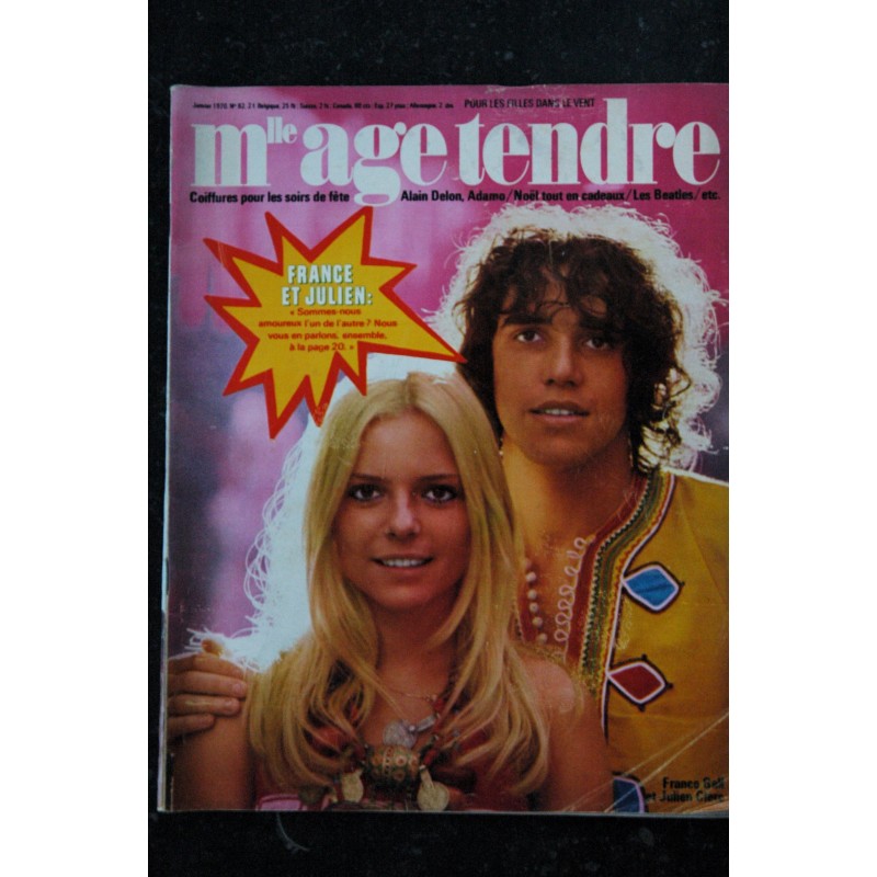 mademoiselle age tendre n°  6  *  janvier 1970  *   FRANCE GALL JULIEN CLERC Delon Adamo Beatles