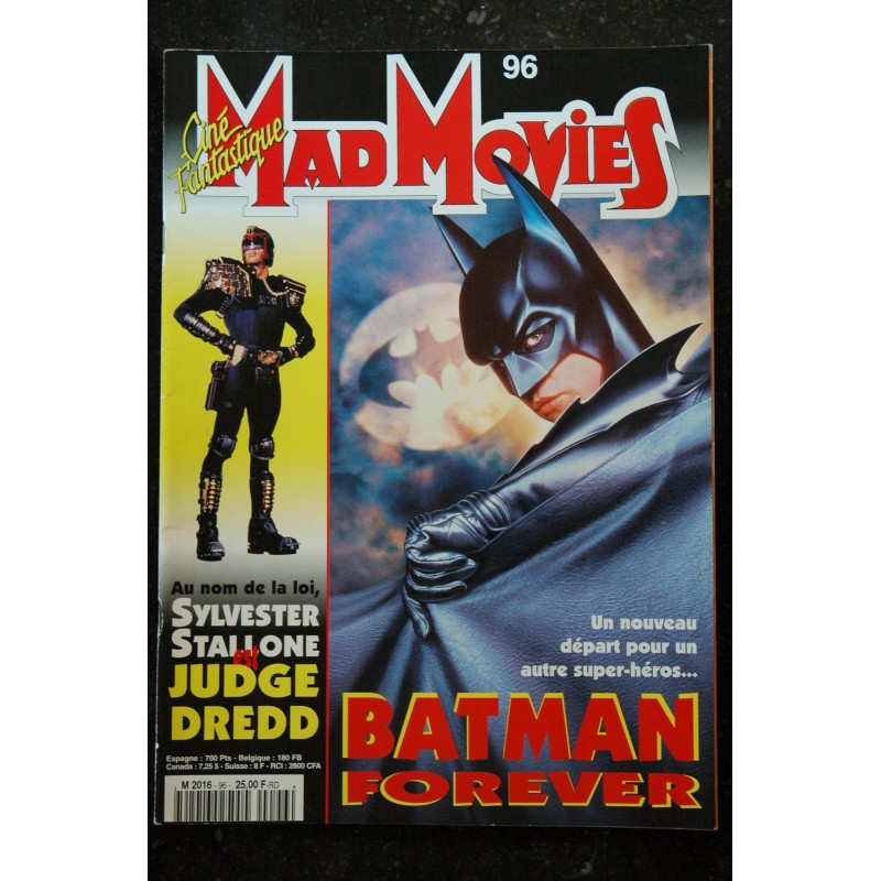 Ciné Fantastique MAD MOVIES n° 96 - 1995 - BATMAN FOREVER SYLVESTER STALLONE  JUDGE DREDD Tank Girl Le village des damnés