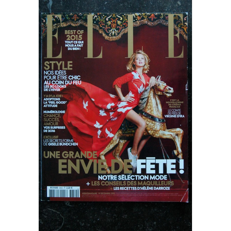 ELLE 3652 19 décembre 2015  Virginie EFIRA Cover + 6 p. - Best Of 2015 - COURREGES - Gisèle BUNDCHEN - 250 p. Fashion Vintage