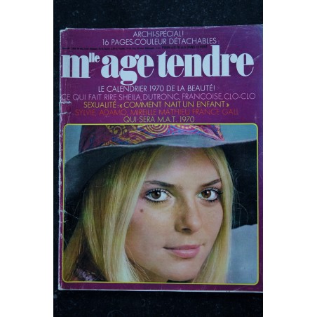 mademoiselle age tendre n°  60 1969 11 France Gall Sheila Dutronc Hardy CloClo Sylvie Adamo M. Mathieu