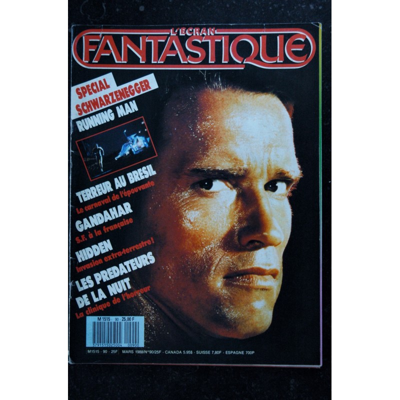 L'écran fantastique n° 90  * 1988 *  COVER ARNOLD SCHWARZENEGGER 14 PAGES + POSTER RUNNING MAN HIDDEN