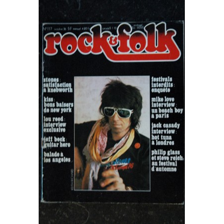 ROCK & FOLK 117 OCTOBRE 1976  STONES KISS LOU REED JEFF BECK MIKE LOVE BEACH BOY JACK CASADY HOT TUNA