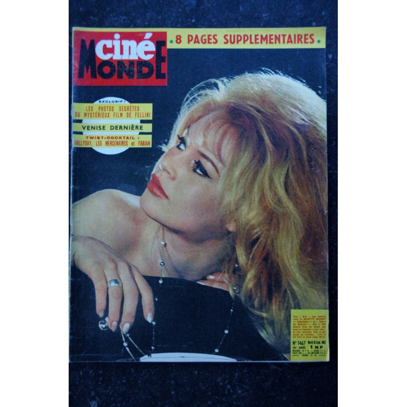 Cinémonde n° 1467   18 sept. 1962 Brigitte Bardot cover + 2 p. - Fellini - Perkins - Brialy - Kirk Douglas - 44 pages