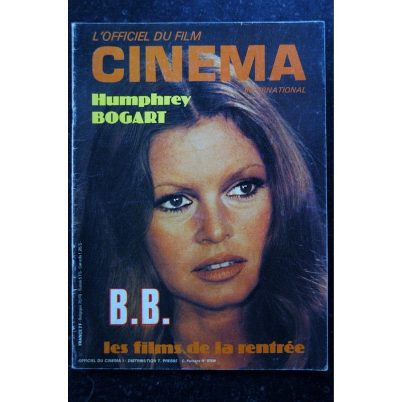 L'officiel du Cinéma n° 7 Brigitte Bardot cover + 4 p. - Humphrey Bogart - Barry Lindon - Delon - Ingmar Bergman