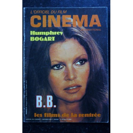 L'officiel du Cinéma n° 7 Brigitte Bardot cover + 4 p. - Humphrey Bogart - Barry Lindon - Delon - Ingmar Bergman