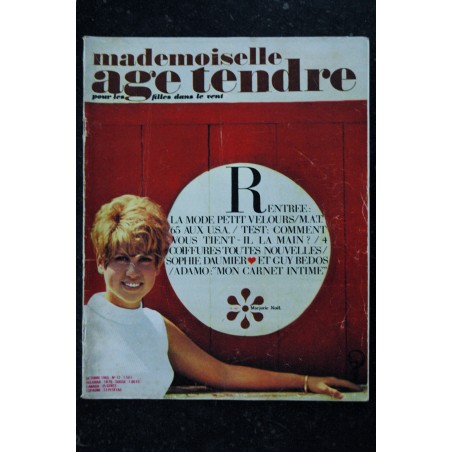 mademoiselle age tendre n°  12  1965 10 Cover Marjorie Noel Sophie Daumier Guy Bedos Adamo Kiki Caron Beatles Help