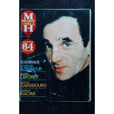 Music * Hall  37  1964 04  Cover Aznavour - Marie Laforet Serge Gainsbourg Enrico Macias Trenet Cloclo