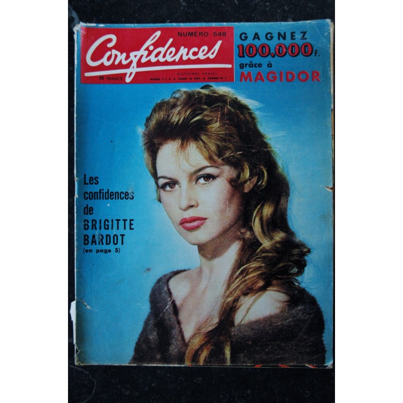 Confidences  n° 548  *   1958 04  *  Brigitte Bardot Cover + 2 pages