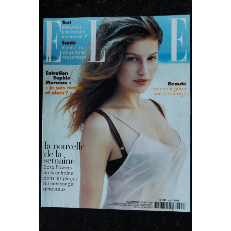 ELLE 2694  18 août 1997 Laetitia Casta Cover - Sophie Marceau 4 p. - Gabriel Byrne Marlon Brando  - 102 pages