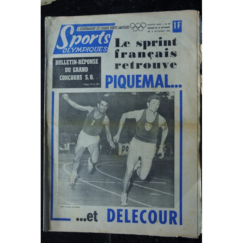 Sports Olympiques  n° 20  - 1964 09 - PIQUEMAL et DELECOUR  - Le sprint Français