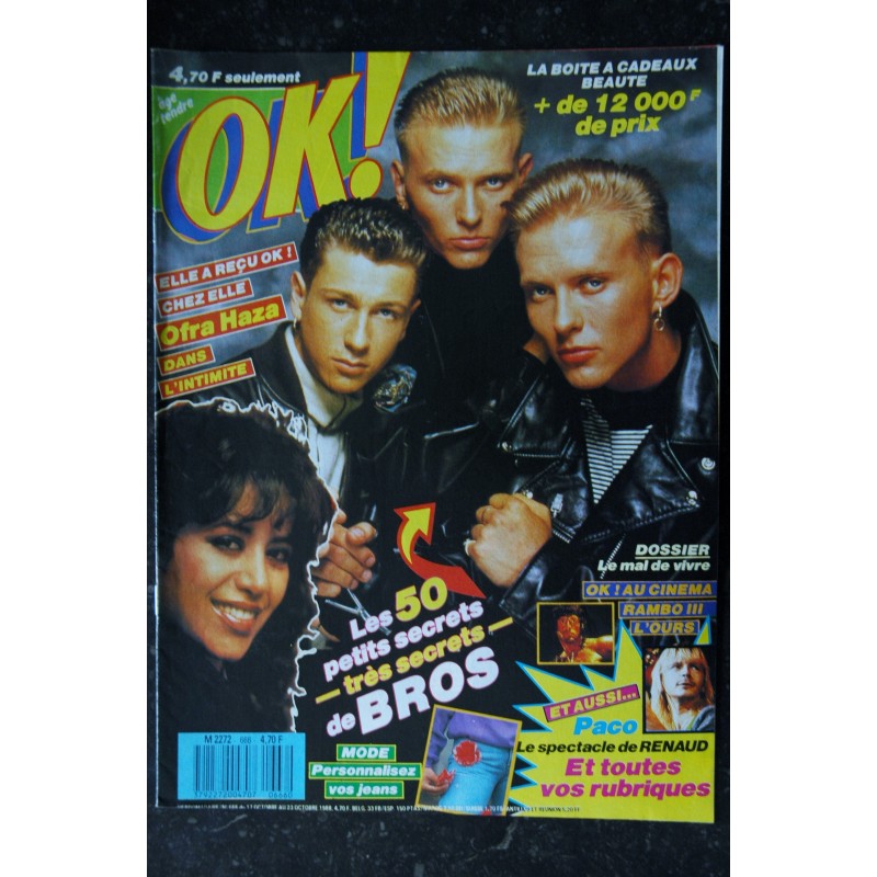 OK ! âge tendre 668 1988 10 BROS - Ofra Haza - Rambo III - Paco le spectacle de Renaud