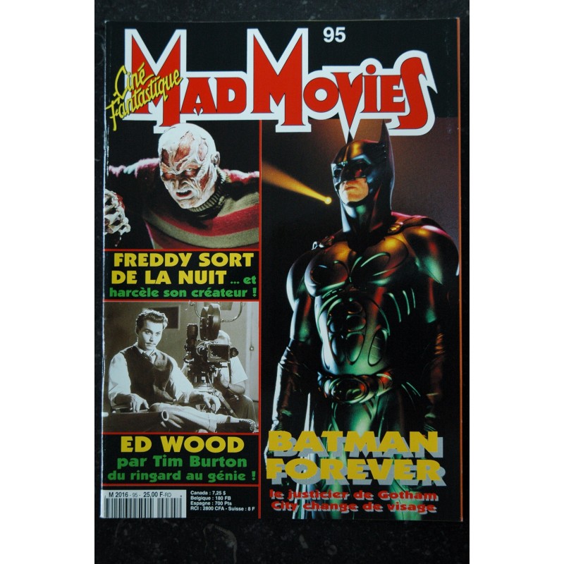 Ciné Fantastique MAD MOVIES n° 95 - 1995 - BATMAN FOREVER FREDDY ED WOOD  Tim BURTON Fred Olen Ray