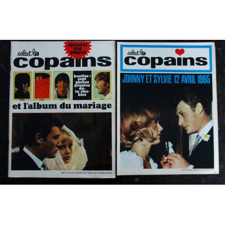 Salut les Copains N° 34  05 1965 RARE  + Supplément Mariage JOHNNY HALLYDAY et SYLVIE VARTAN + LES BEATLES 7 PHOTOS GEANTES