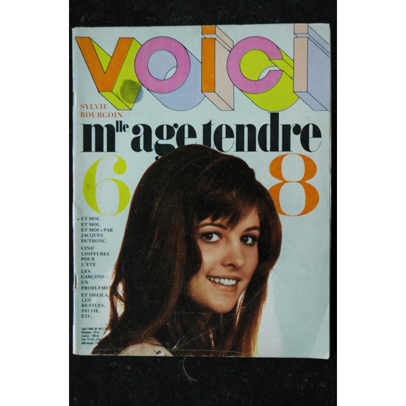mademoiselle age tendre n°  44 1968 06 Cover Sylvie Bourgoin Jacques Dutronc Nino Ferrer Warren Betty Nicoletta