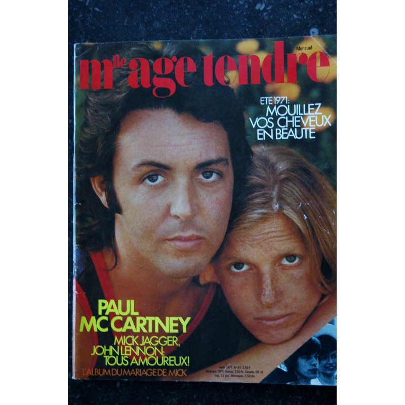 mademoiselle age tendre n°  81 - août 1971 - Paul Mc Cartney Mick Jagger John Lennon - Metello Mauro Bolognini