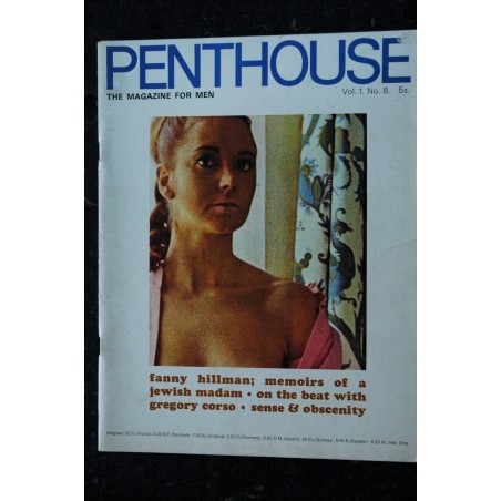 PENTHOUSE UK Vol 01 N° 08 - 1966 -  Rare 1ère année FANNY HILLMAN GIOVANNA PODESTA NINA LUNDER