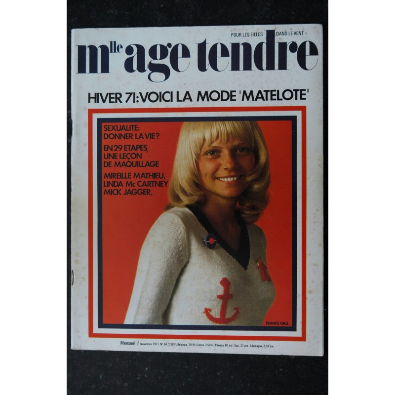 mademoiselle age tendre n°  84 1971 11 Mireille Mathieu Linda Mc Cartney Mick Jagger Hiver 71