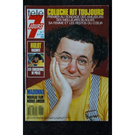 Télé 7 Jours  1537 11 au 7 Novembre 1989 Cover Coluche - Restos du Coeur - Madonna Nouveau Film Nouvel Amour