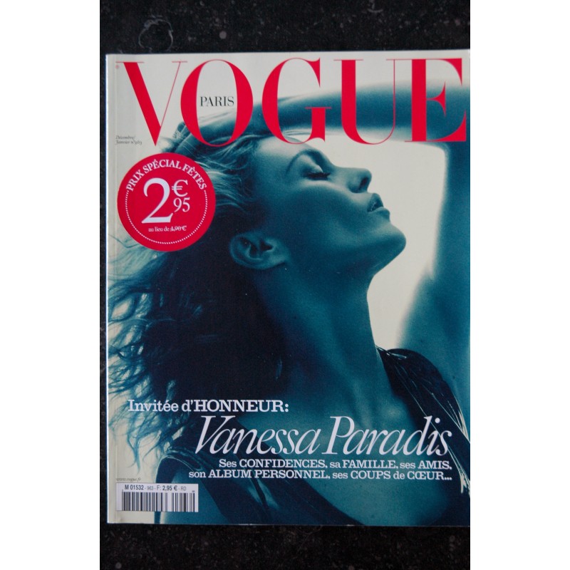 VOGUE  963 2015 DECEMBRE COVER VANESSA PARADIS SPECIAL 62 PAGES PHOTOS & INTERVIEW