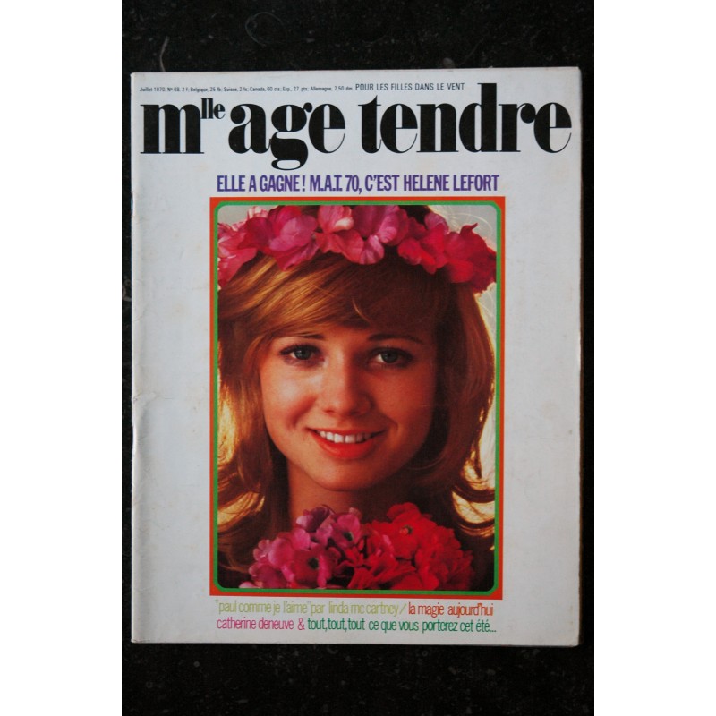 mademoiselle age tendre n°  68 1970 07 SHEILA Catherine DENEUVE YVES RENIER CLAUDE FRANCOIS