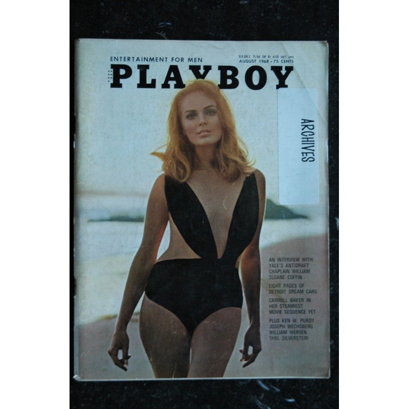 PLAYBOY US 1968 08 AUGUST  INTERVIEW WILLIAM SLOANE COFFIN GALE OLSON CARROLL BAKER  Ken W. Purdy William Iversen  PIN UP VARGAS