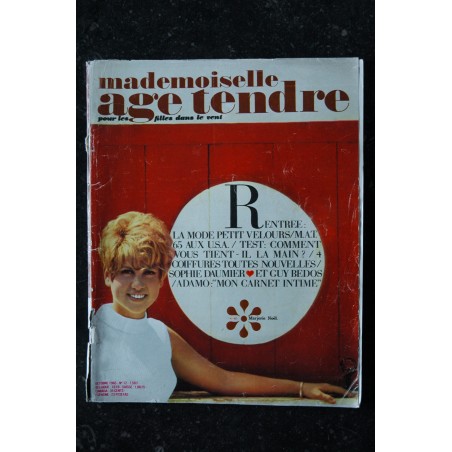 mademoiselle age tendre n°  12  1965 10 Cover Marjorie Noel Sophie Daumier Guy Bedos Adamo Kiki Caron Beatles Help