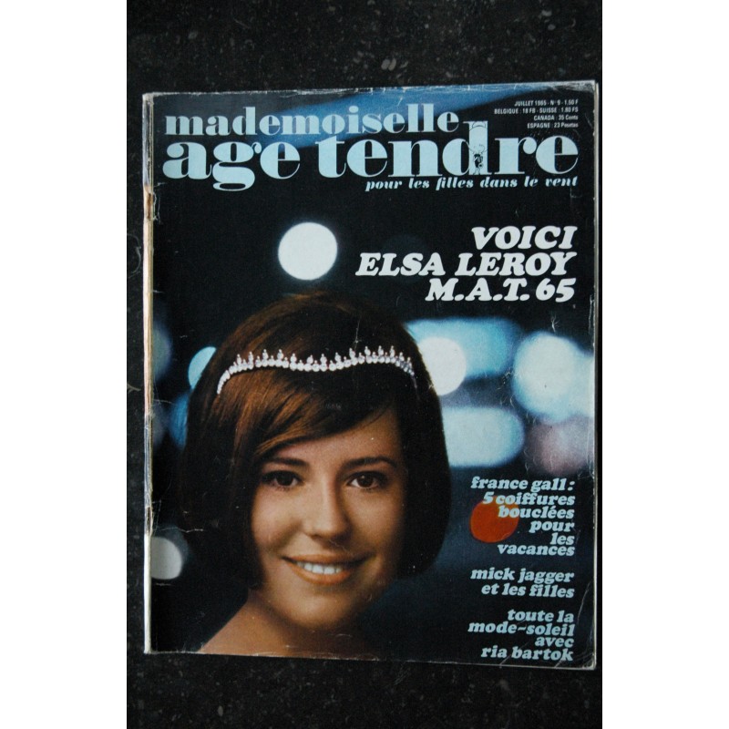 mademoiselle age tendre n°   9  1965 07 France Gall Mick Jagger Ria Bartok Françoise Hardy Sylvie Vartan Adamo