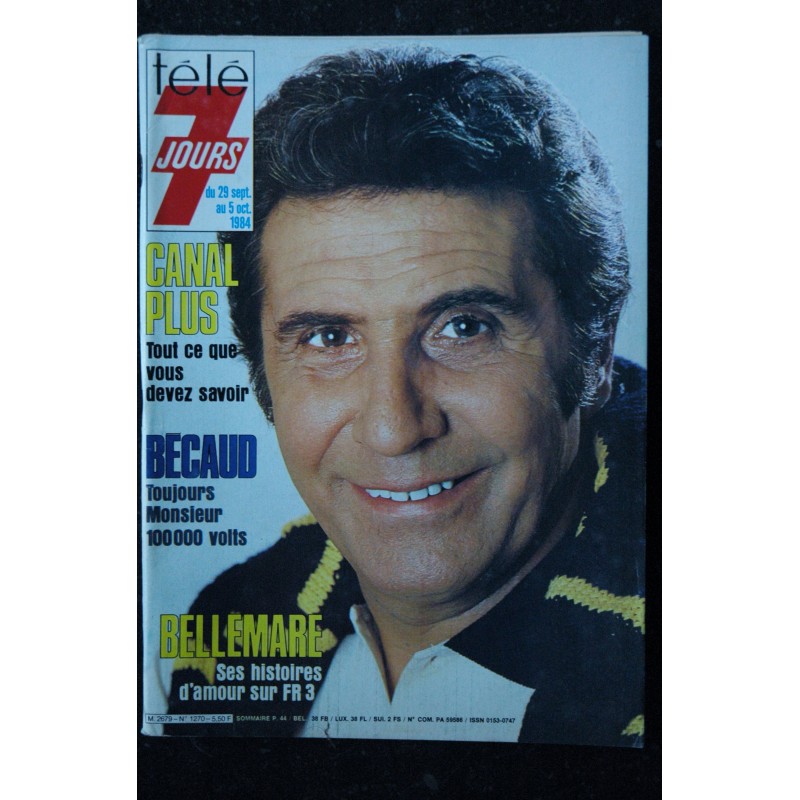 Télé 7 Jours 1270 Du 29 septembre au 5 octobre 1984 Gilbert Bécaud Pierre Bellemare Alain Resnais