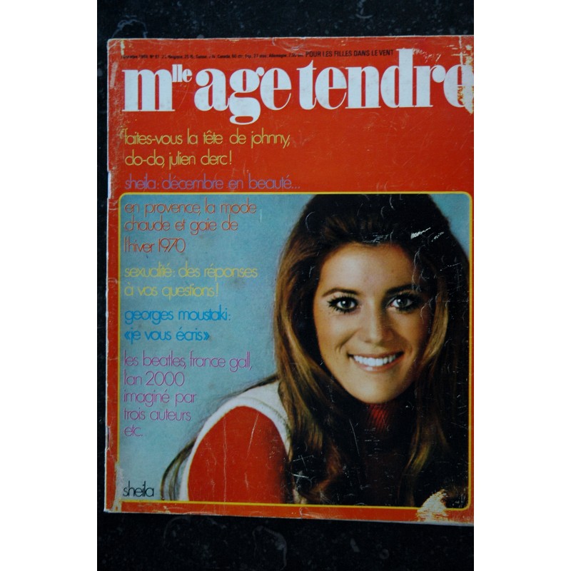 mademoiselle age tendre n°  61 1969 12 COVER SHEILA JOHNNY HALLYDAY CLAUDE FRANCOIS CLERC MOUSTAKI BEATLES FRANCE GALL