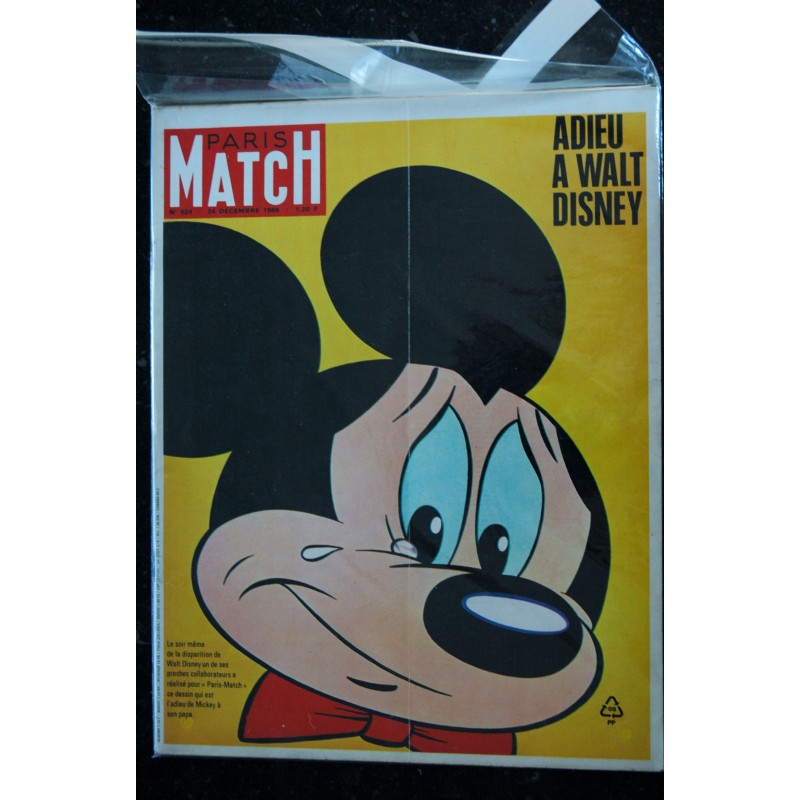 PARIS MATCH N° 924 - 24 décembre 1966 - Adieu à Walt Disney - Adieu de Mickey à son Papa